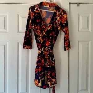 Fall color 3/4 sleeve wrap dress